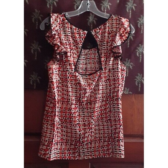 Ann Taylor Top Blouse Flutter Cap Sleeve Cutout Back Spring Summer Top 8 - Picture 5 of 16